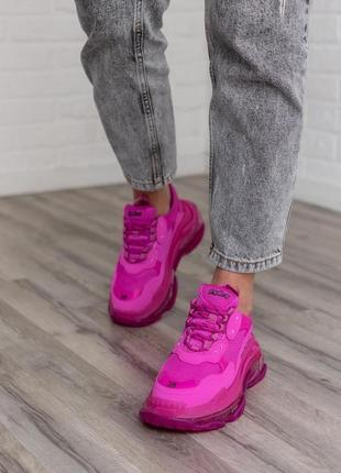 Balenciaga triple s clear sole pink neon4 фото