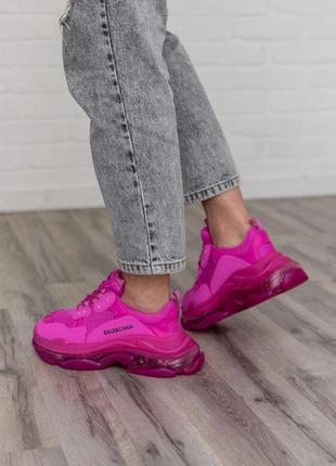 Balenciaga triple s clear sole pink neon3 фото