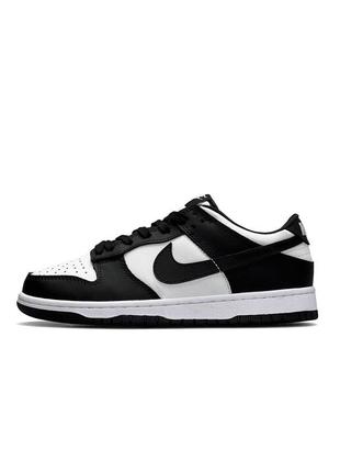 Женские кожаные кроссовки nike sb dunk low retro black white черные повседневные кеды найк весна лето