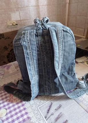 Рюкзак джинсовий ручної роботи середній2 фото