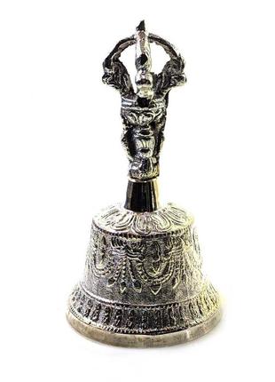 Дзвін чакровий бронзовий посріблений (№00) (d-6, h-11 см) (непал)1 фото