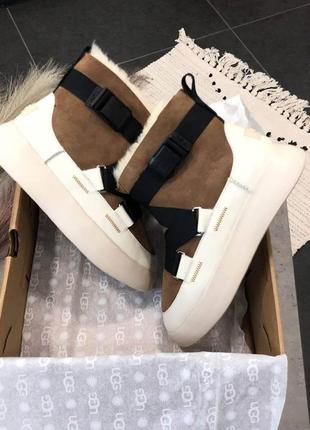 Ugg classic boom buckle boot brown white4 фото