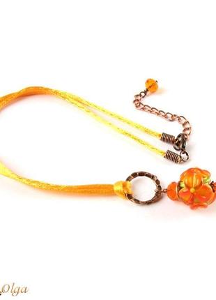 Кулон цветок оранжевый стеклянный (кш-14-18)