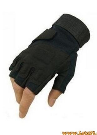 Тактичні рукавички blackhawk без пальців чорні2 фото