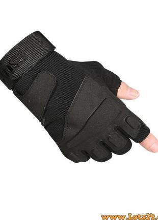 Тактичні рукавички blackhawk без пальців чорні4 фото
