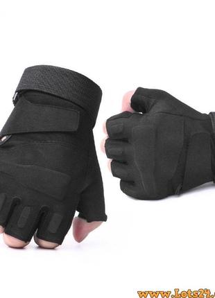 Тактичні рукавички blackhawk без пальців чорні3 фото