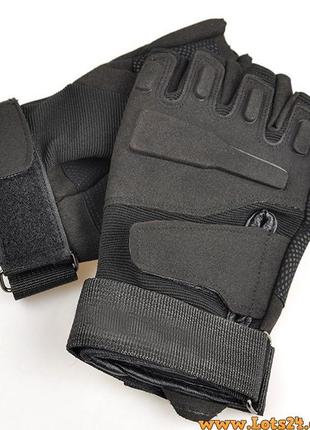 Тактические перчатки blackhawk без пальцев черные6 фото