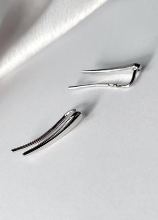 Серебряные сережки серьги каффы палочка без камней серебро 925 пробы родированное 51714р 1.40г3 фото