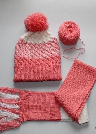 Дитячий в'язаний комплект (шапка і шарф)