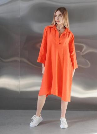 Лляна сукня vil'ni ла-рошель кораловий