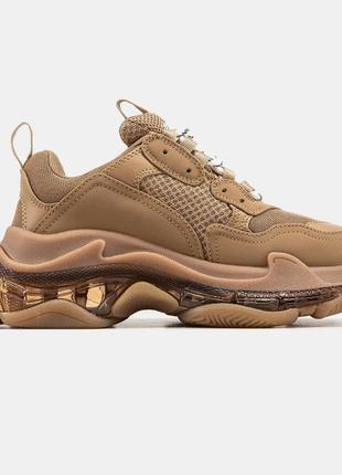 Balenciaga triple s clear sole brown3 фото