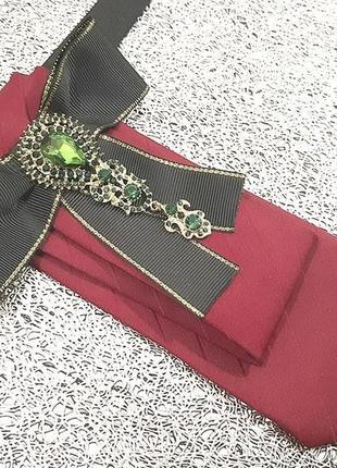 Краватка жіночий зі знімною брошкою, трансформер, ексклюзивні прикраси.2 фото