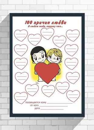 Постер плакат а-3 заполни сам подарок love is причины любви влюбленным любимому любимой