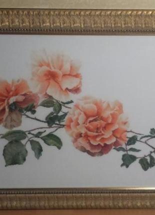 Картина вишита хрестом "гілка троянди" thea gouverneur