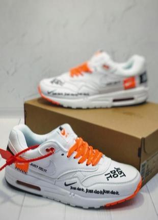 Nike air max 87 just do it white orange4 фото