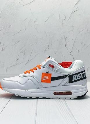 Nike air max 87 just do it white orange2 фото