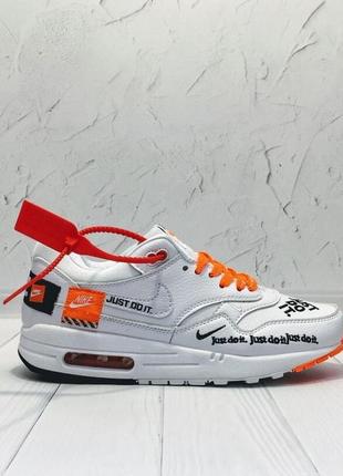 Nike air max 87 just do it white orange1 фото