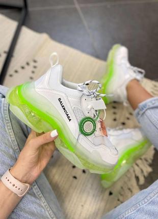 Balenciaga triple s clear sole green2 фото