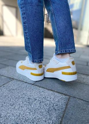 Puma cali sport heritage white yellow2 фото