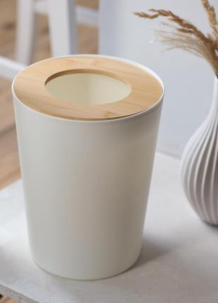 Ведро для мусора 9л scandinavia конусообразное белое3 фото