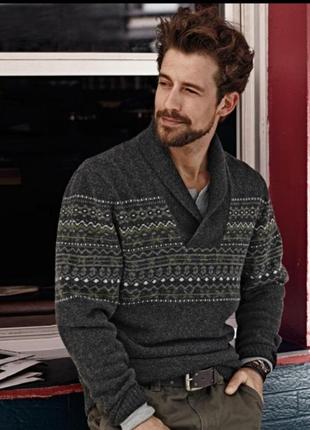 Шикарный теплый свитер с жаккардовым узором шерсть tсм tchibo. m