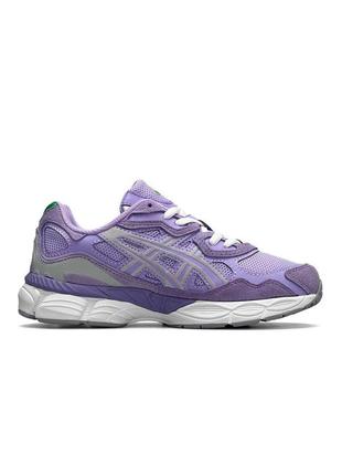 Жіночі замшеві сітка кросівки asics gel — nyc purple, жіночі кеди асикс фіолетове, жіноче взуття8 фото