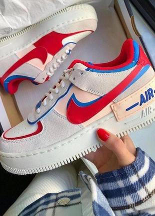 Nike air force 1 shadow white red blue pink7 фото