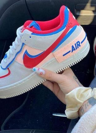 Nike air force 1 shadow white red blue pink9 фото