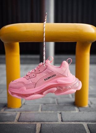 Balenciaga triple s clear sole pink «black logo» 310 фото