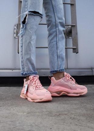 Balenciaga triple s clear sole pink «black logo» 3