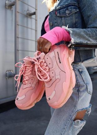 Balenciaga triple s clear sole pink «black logo» 36 фото