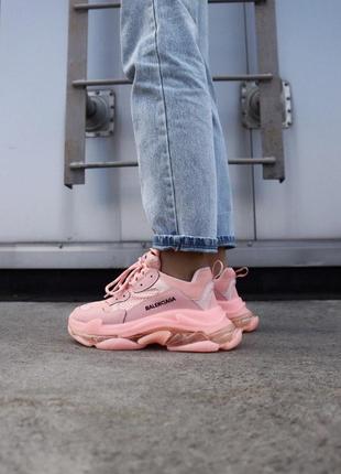 Balenciaga triple s clear sole pink «black logo» 33 фото