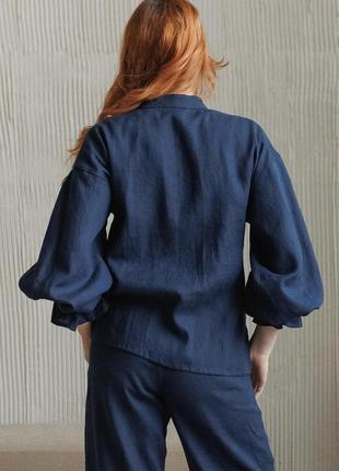 Льняная блуза vil'ni куинстаун темно-синий 425 фото