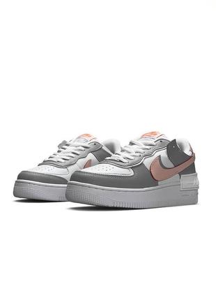 Nike air force 1 shadow white grey pink4 фото