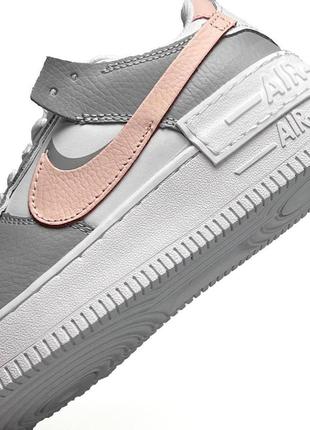 Nike air force 1 shadow white grey pink7 фото