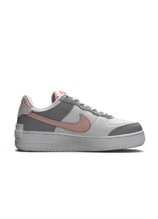 Nike air force 1 shadow white grey pink3 фото