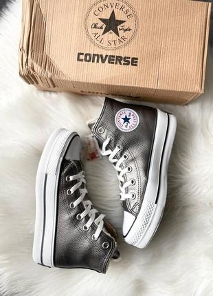 Converse all star high silver fur10 фото