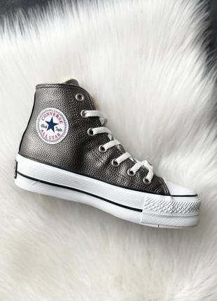 Converse all star high silver fur2 фото