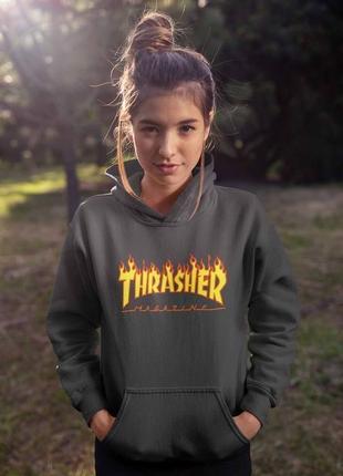 Толстовка, худи с принтом thrasher. унисекс.4 фото