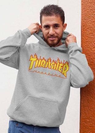 Толстовка, худі з принтом thrasher. унісекс.1 фото