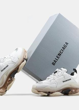 Balenciaga triple s clear sole white beige v21 фото