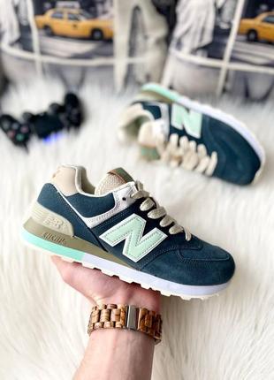 New balance 574 blue turquoise9 фото