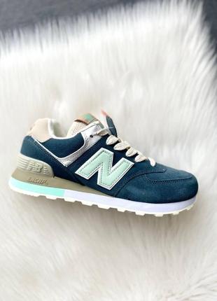 New balance 574 blue turquoise6 фото