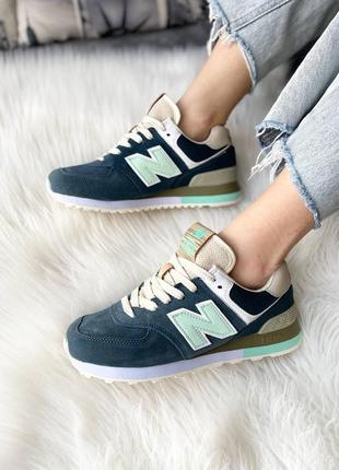 New balance 574 blue turquoise5 фото