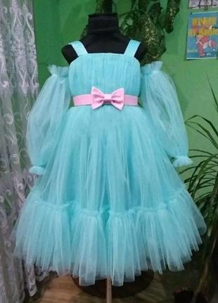 Красивое нарядное  детское  платье для девочек  с пышными рукавами1 фото