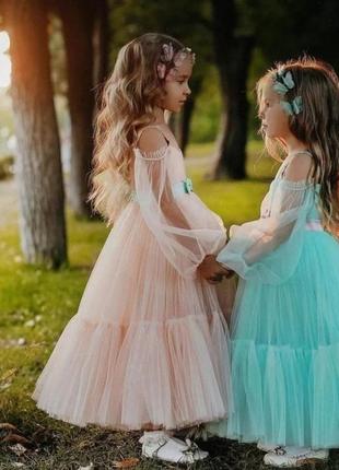 Красивое нарядное  детское  платье для девочек  с пышными рукавами2 фото