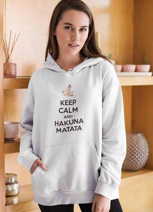 Толстовка, худі з написом keep calm and hakuna matata. унісекс.3 фото