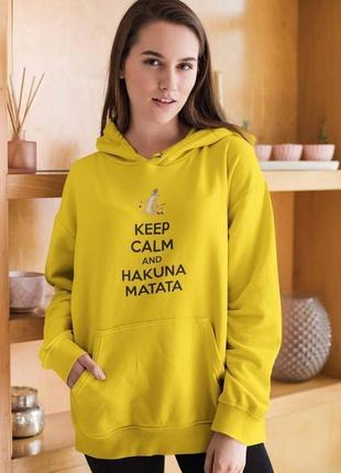 Толстовка, худі з написом keep calm and hakuna matata. унісекс.