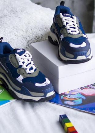 Balenciaga triple s v1 dark blue5 фото