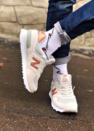 New balance 574 beige rose gold4 фото